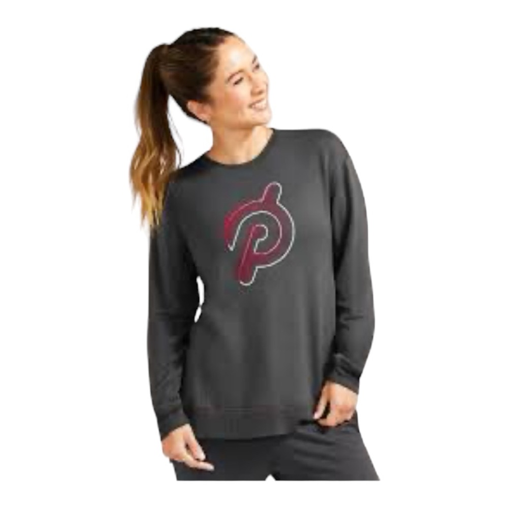 🏷️ PELOTON Weekender Side Slit Pullover Sweater MEDIUM Charcoal Gray VGC
